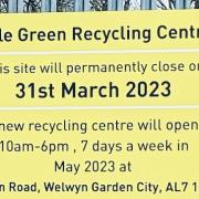 Cole Green Recycling Centre to permanently close at the end of March 2023.