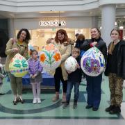 The winners of the giant egg-painting workshop at the Howard Centre.