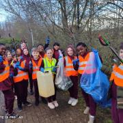 St Philip Howard School pupils clearing up litter in Hatfield