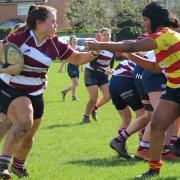 Ruth Morgan takes the ball into contact during Welwyn's big win over Stockwood Park. Picture: WELWYN RFC