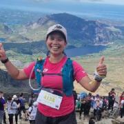 Thippi Rashleigh of Garden City Runners on top of Mount Snowdon. Picture: GCR