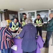PCSO Anne Devine, PC Liam Beaumont and PC Mitch Cartwright held a beat surgery outside Welwyn Civic Centre