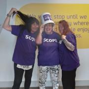 Scope charity shop managers Jackie Stadward, Sarah Bowman and Deborah Williams