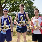 Daniel Pudner (middle) and Chris Baylis (left) were first and second at the Welwyn 10k. Picture: GCR