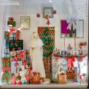 A Christmas display in an Isabel Hospice charity shop window last Christmas.