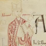 Adrian IV depicted in the Chronicle of Casauria, second half of the 12th century.