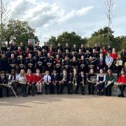 The HM Royal Marines Band at Dame Alice Owen's School.