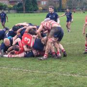 Welwyn press the Finchley line during their 11-8 win. Picture: WELWYN RFC