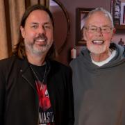 The Gleeman (left) with broadcaster Bob Harris, who helped record a behind-the-scenes video for the song.