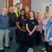 Bellway Site Manager Raik Beyoglu and Sales Advisor Arjini Karunanithy with residents and instructor Holly Scott ahead of one of the seated exercise classes