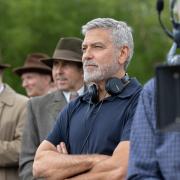Director George Clooney on the set of his film The Boys In The Boat.