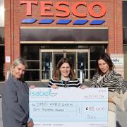 Jan Marchant, MD Home and Clothing at Tesco, Lydia Hopley,  People Director at Isabel Hospice, and Claire De Silva, head of communities and local media at Tesco, at the Tesco headquarters in Welwyn Garden City.