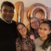 Anil and Ruth Patil celebrating Maya's 18th birthday with daughter Asha