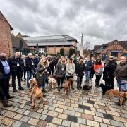 Participants of the Netwalking event at Hatfield Park gather in the Stable Yard.
