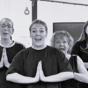 Sister Mary Leo (Laura Coffer), Sister Hubert (Nicola Wostenholme), Sister Robert Anne (Sarah Comerford), Sister Mary Regina (Sharon Lottari) and Sister Amnesia (Lizzie Droy) in Potters Bar Theatre Company's ‘Nunsense’