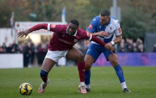 Temi Babalola scored the consolation for Potters Bar Town at Enfield Town. Picture: TGS PHOTO